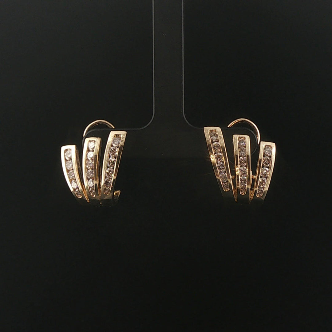 14k Yellow Gold 2cttw Diamond Fancy Huggie Earrings