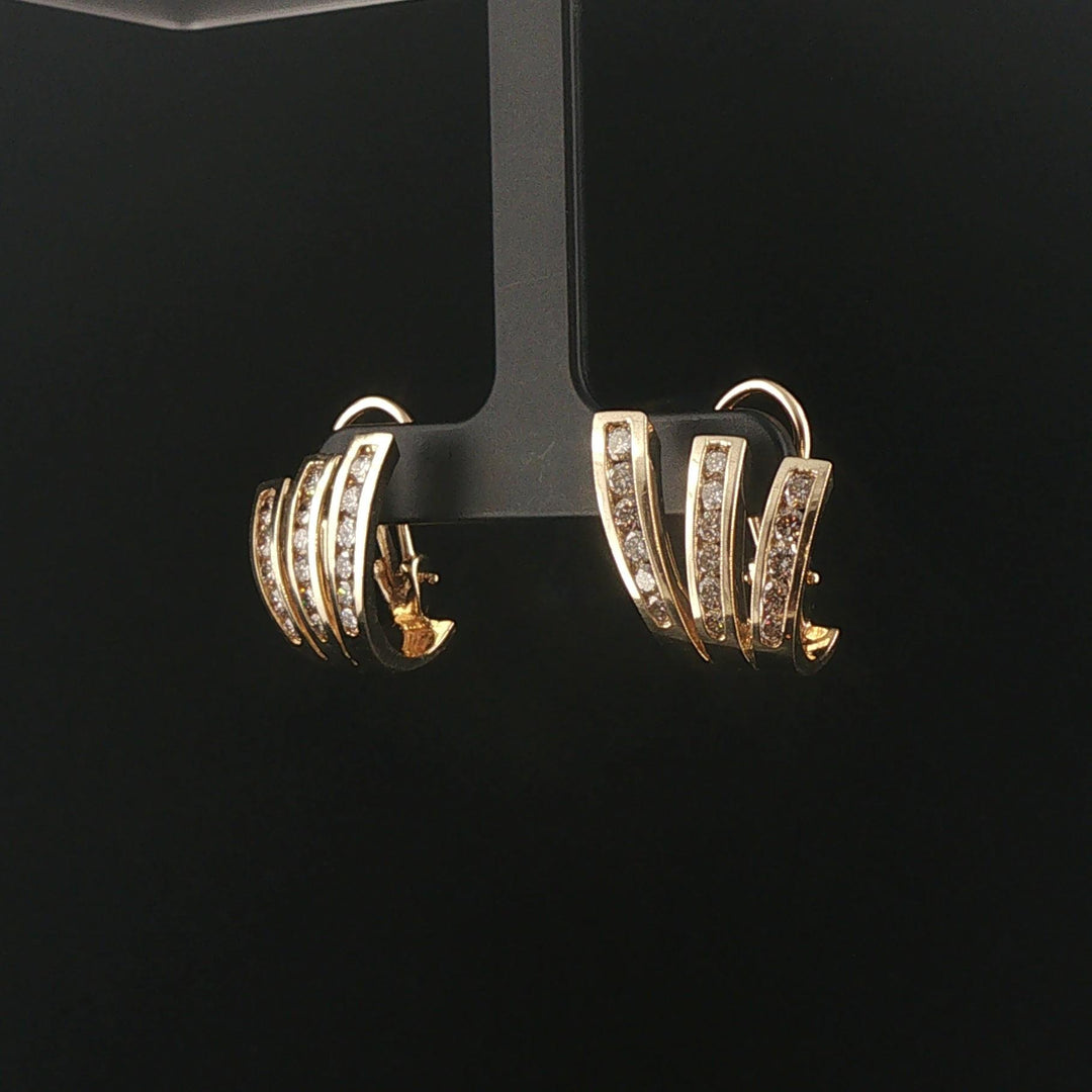 14k Yellow Gold 2cttw Diamond Fancy Huggie Earrings
