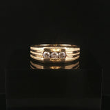 14k Yellow Gold and 0.40cttw Three Diamond Men's Band Ring Size 11