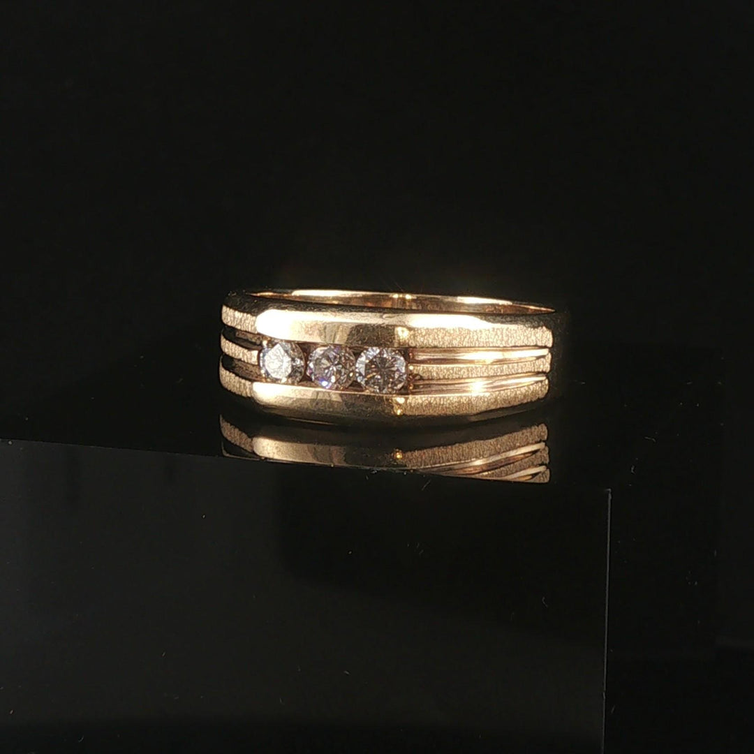 14k Yellow Gold and 0.40cttw Three Diamond Men's Band Ring Size 11