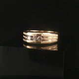 14k Yellow Gold and 0.40cttw Three Diamond Men's Band Ring Size 11