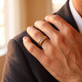 14k Yellow Gold and 0.40cttw Three Diamond Men's Band Ring Size 11