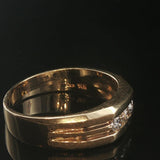 14k Yellow Gold and 0.40cttw Three Diamond Men's Band Ring Size 11