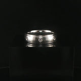 14k White Gold and 0.15cttw Flush Set Diamond 6mm Band Ring Size 8.25