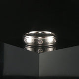 14k White Gold and 0.15cttw Flush Set Diamond 6mm Band Ring Size 8.25