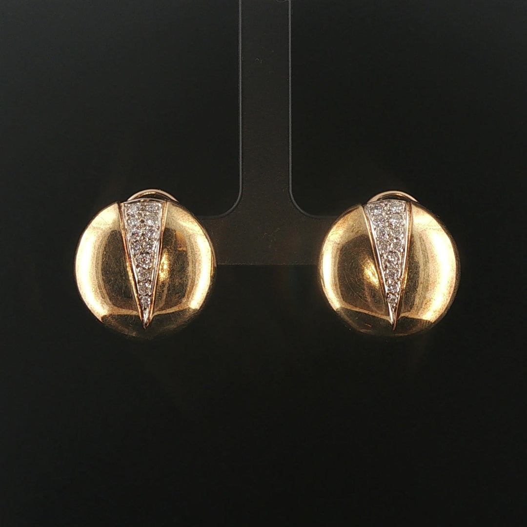 14k Yellow Gold and 1cttw Diamond Vintage Circle Disc Stud Earrings