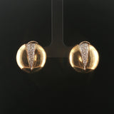 14k Yellow Gold and 1cttw Diamond Vintage Circle Disc Stud Earrings