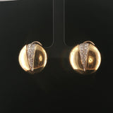 14k Yellow Gold and 1cttw Diamond Vintage Circle Disc Stud Earrings