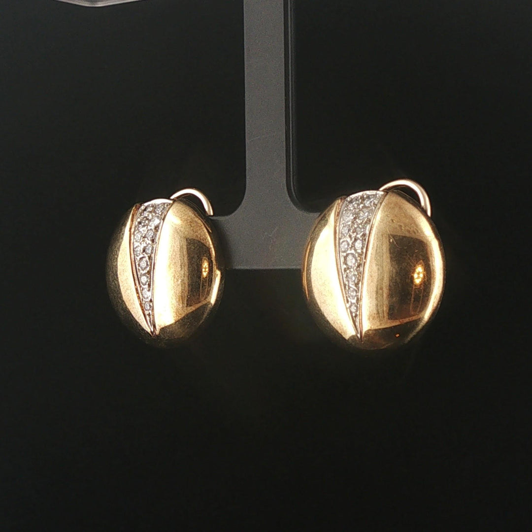 14k Yellow Gold and 1cttw Diamond Vintage Circle Disc Stud Earrings