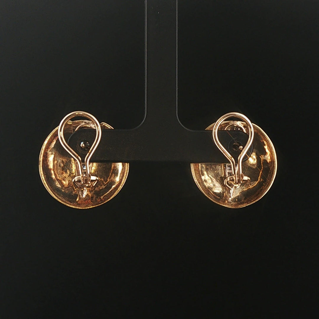 14k Yellow Gold and 1cttw Diamond Vintage Circle Disc Stud Earrings