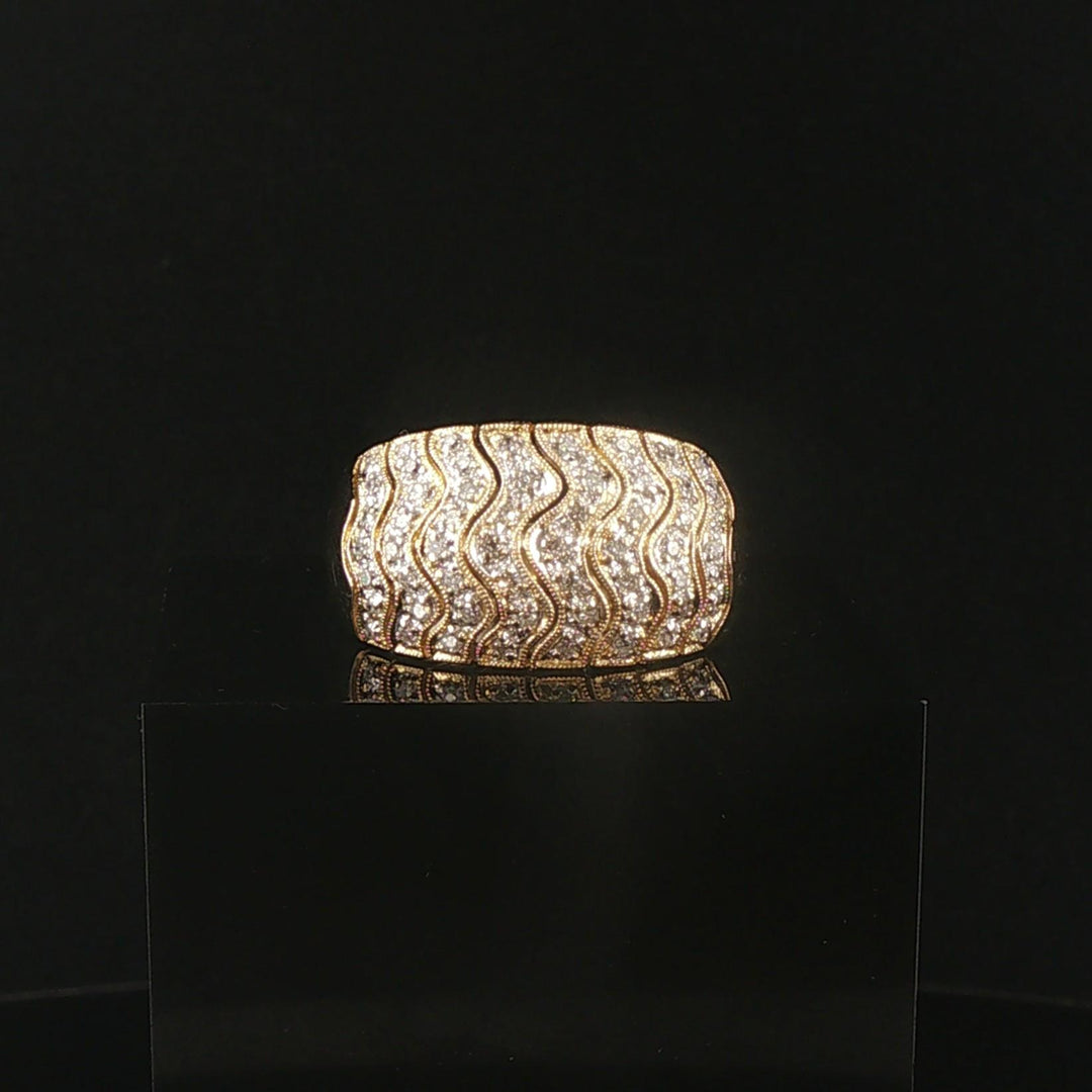 14k Yellow Gold and 0.40cttw Domed Pave Band Ring Size 9