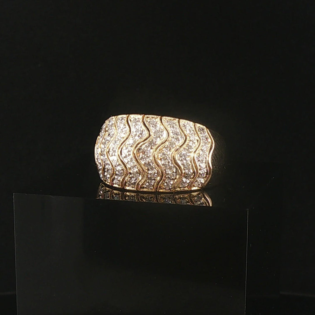 14k Yellow Gold and 0.40cttw Domed Pave Band Ring Size 9