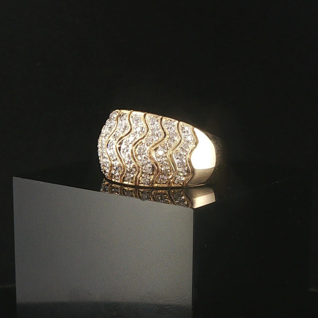 14k Yellow Gold and 0.40cttw Domed Pave Band Ring Size 9