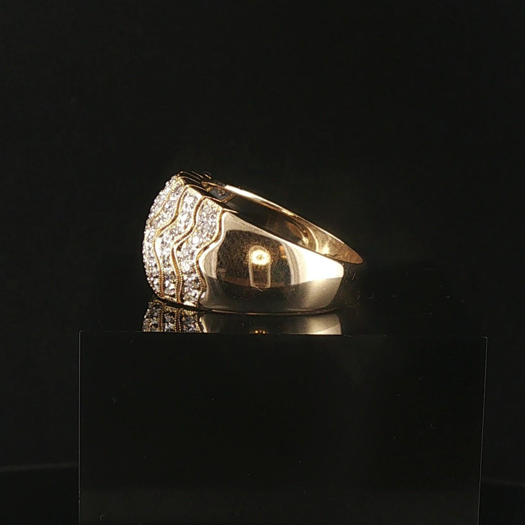 14k Yellow Gold and 0.40cttw Domed Pave Band Ring Size 9