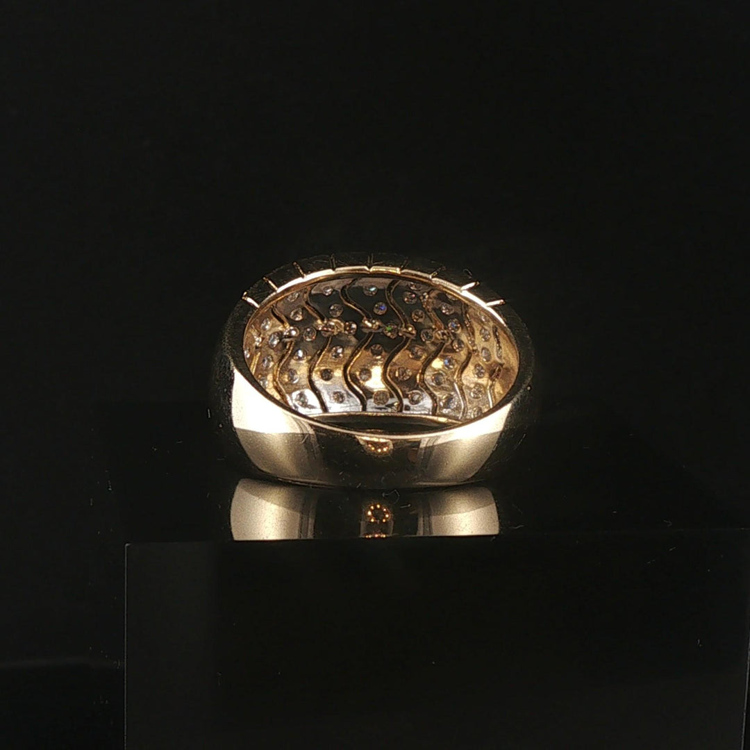 14k Yellow Gold and 0.40cttw Domed Pave Band Ring Size 9