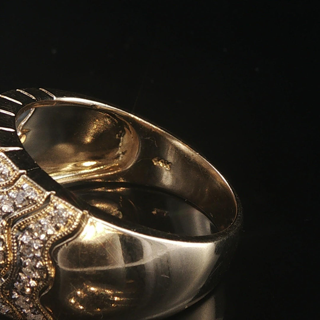 14k Yellow Gold and 0.40cttw Domed Pave Band Ring Size 9