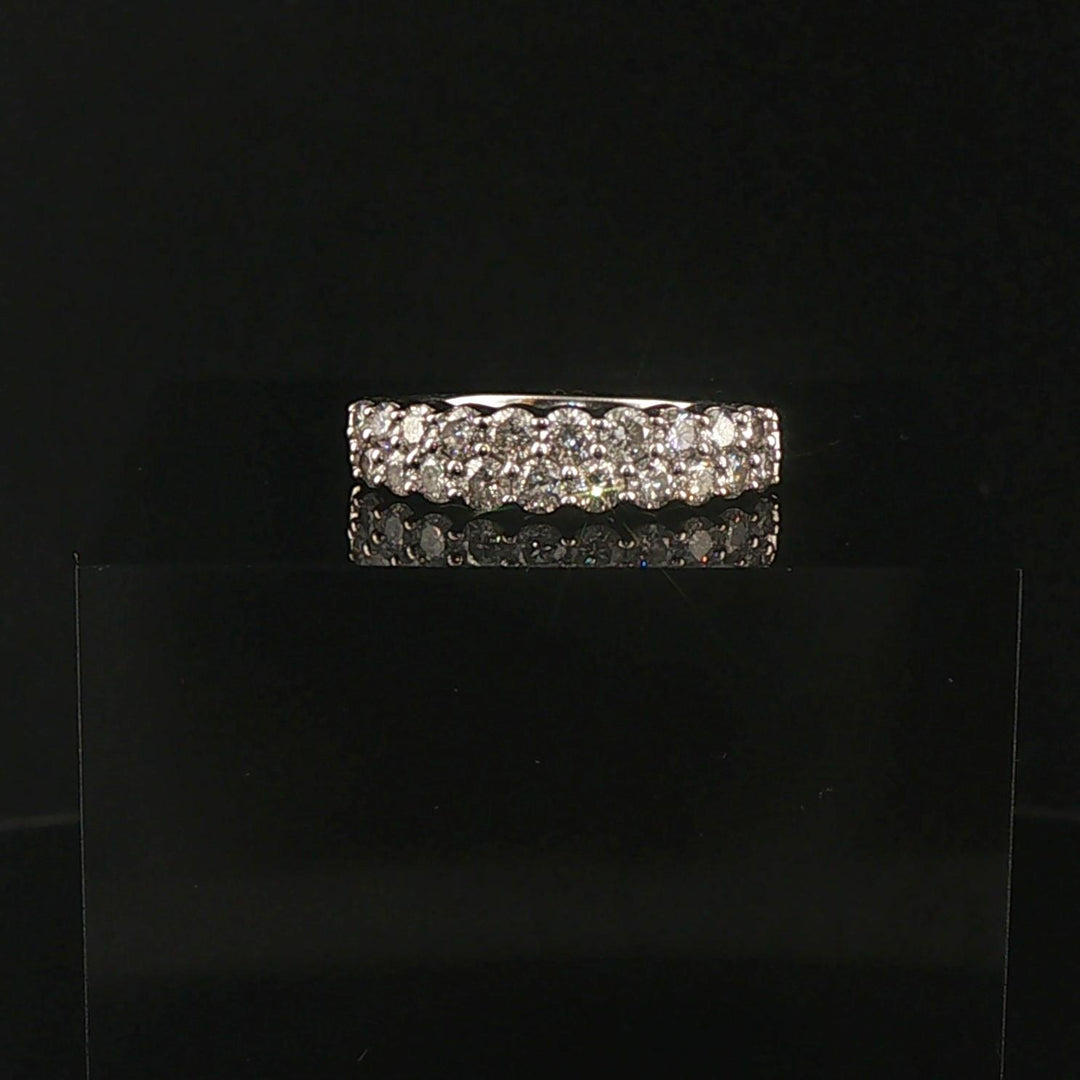 14k White Gold and 1cttw Diamond Half Eternity Two Row Band Ring Size 7