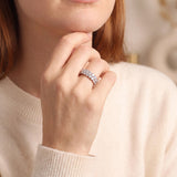 14k White Gold and 1cttw Diamond Half Eternity Two Row Band Ring Size 7