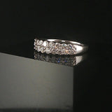 14k White Gold and 1cttw Diamond Half Eternity Two Row Band Ring Size 7