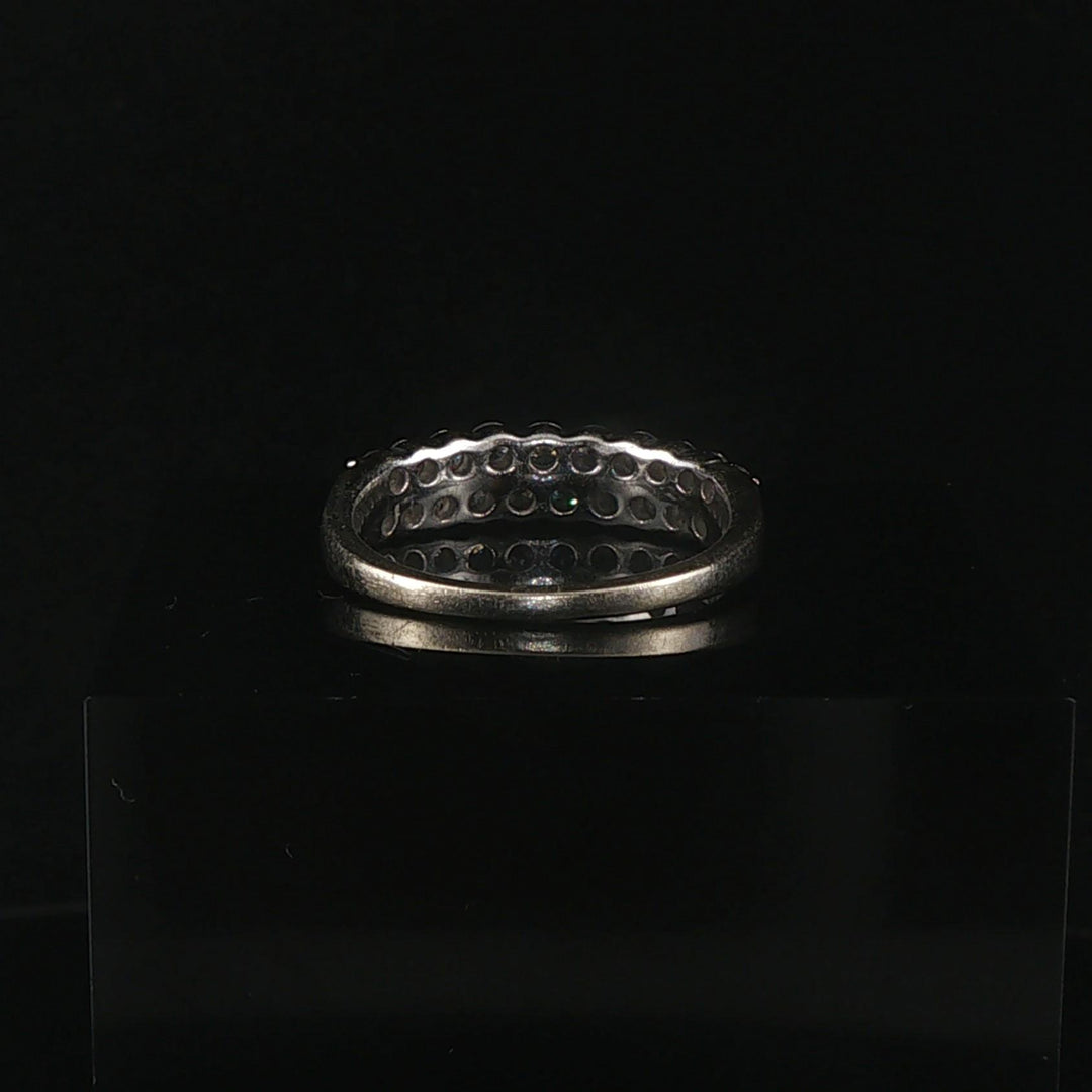 14k White Gold and 1cttw Diamond Half Eternity Two Row Band Ring Size 7