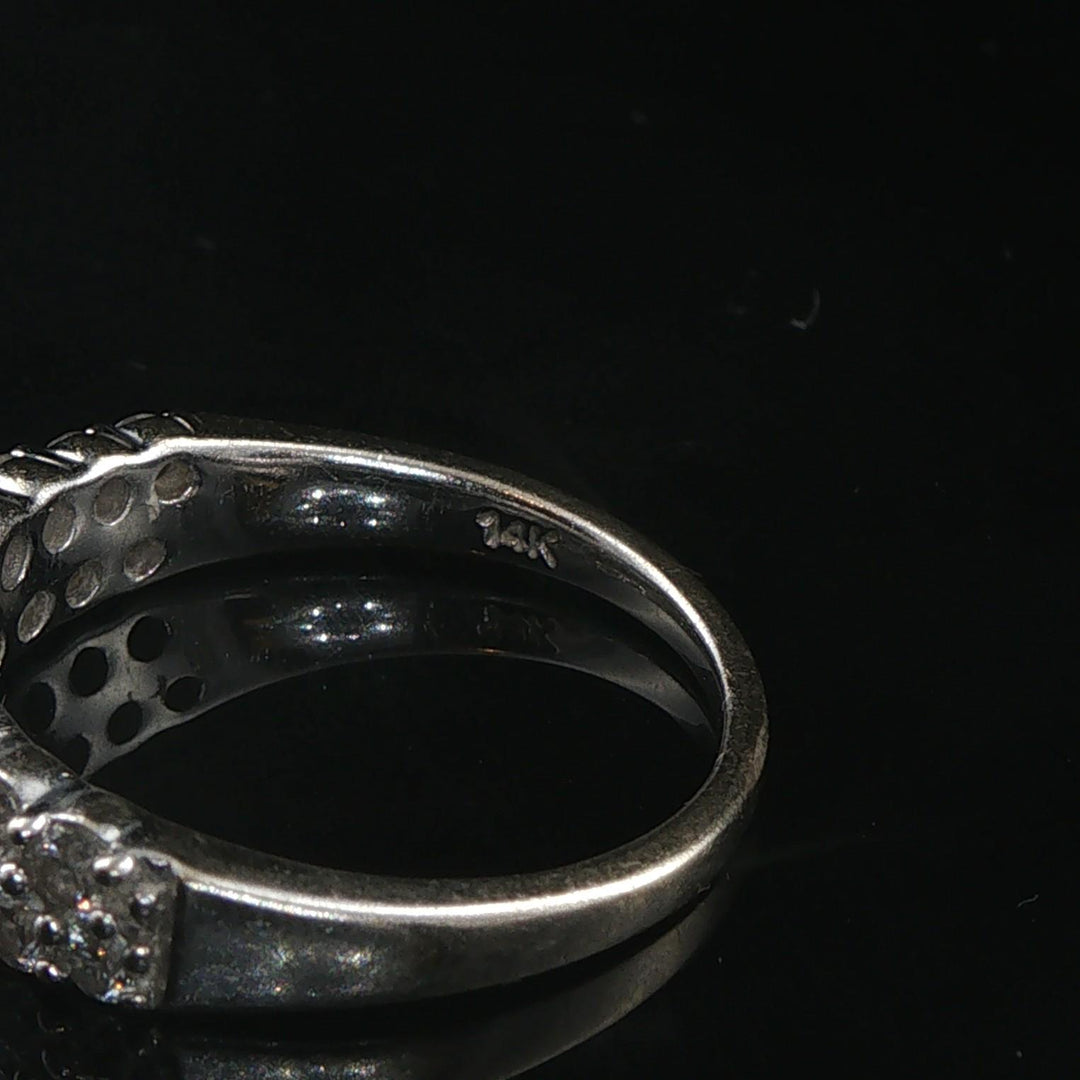 14k White Gold and 1cttw Diamond Half Eternity Two Row Band Ring Size 7