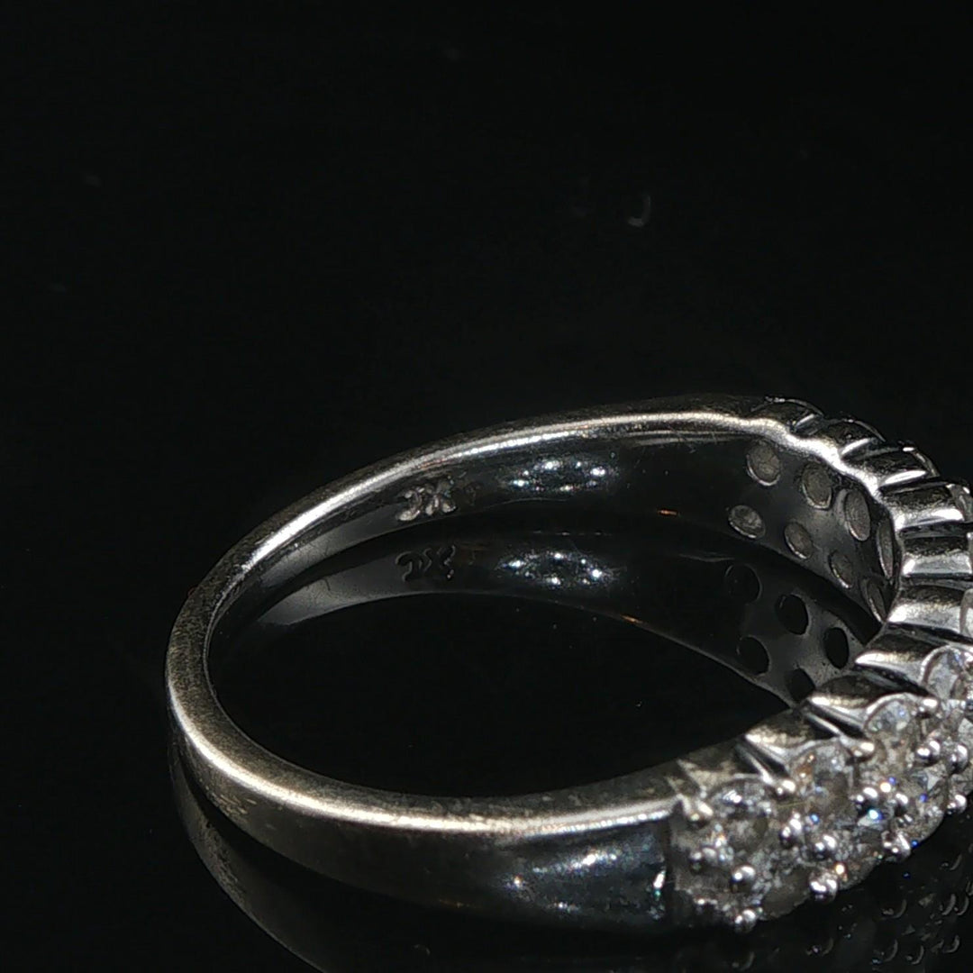 14k White Gold and 1cttw Diamond Half Eternity Two Row Band Ring Size 7