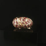 14k Yellow Gold 0.75cttw Diamond and Ruby Domed Bombe Ring Size 8.25