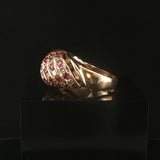 14k Yellow Gold 0.75cttw Diamond and Ruby Domed Bombe Ring Size 8.25