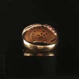 14k Yellow Gold 0.75cttw Diamond and Ruby Domed Bombe Ring Size 8.25