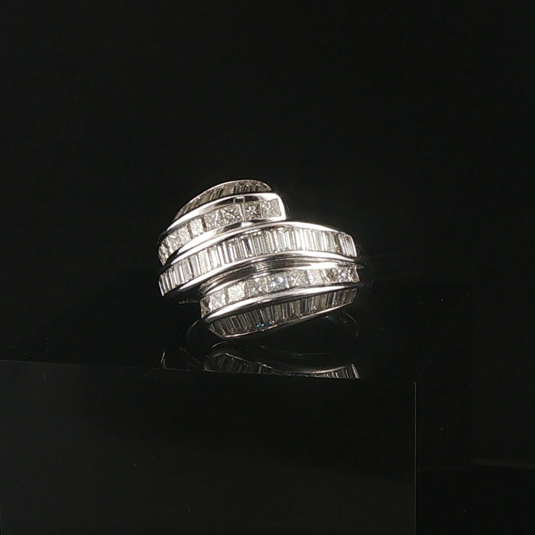 14k White Gold and 1.40cttw Princess and Baguette Diamond Ring Size 7