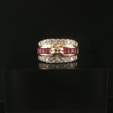 14k Yellow Gold Ruby and 0.40cttw Diamond Vintage Band Ring Size 4.25