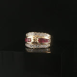 14k Yellow Gold Ruby and 0.40cttw Diamond Vintage Band Ring Size 4.25