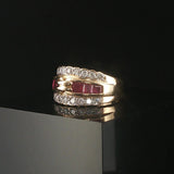 14k Yellow Gold Ruby and 0.40cttw Diamond Vintage Band Ring Size 4.25