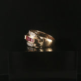 14k Yellow Gold Ruby and 0.40cttw Diamond Vintage Band Ring Size 4.25