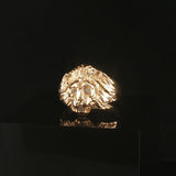 14k Yellow Gold and Diamond Lion's Head Ring Size 7
