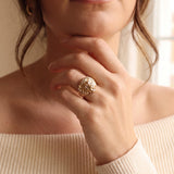 14k Yellow Gold and Diamond Lion's Head Ring Size 7