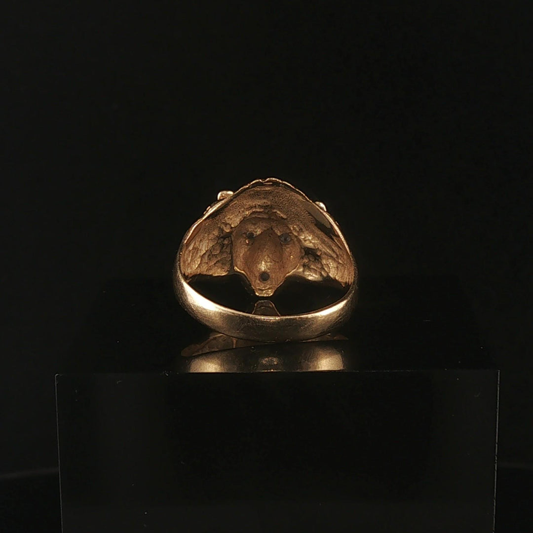 14k Yellow Gold and Diamond Lion's Head Ring Size 7