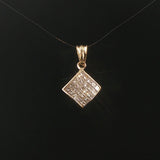 14k Yellow Gold 0.75cttw Princess Cut Diamond Square Pendant