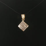 14k Yellow Gold 0.75cttw Princess Cut Diamond Square Pendant