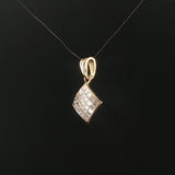 14k Yellow Gold 0.75cttw Princess Cut Diamond Square Pendant