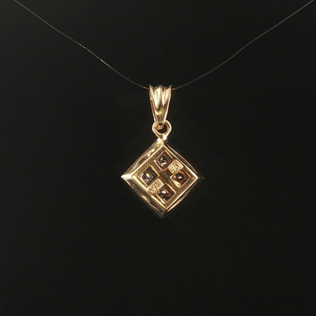 14k Yellow Gold 0.75cttw Princess Cut Diamond Square Pendant