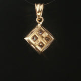 14k Yellow Gold 0.75cttw Princess Cut Diamond Square Pendant