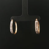 14k Yellow Gold and 0.50cttw Diamond Hoop Earrings 1"