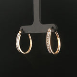 14k Yellow Gold and 0.50cttw Diamond Hoop Earrings 1"