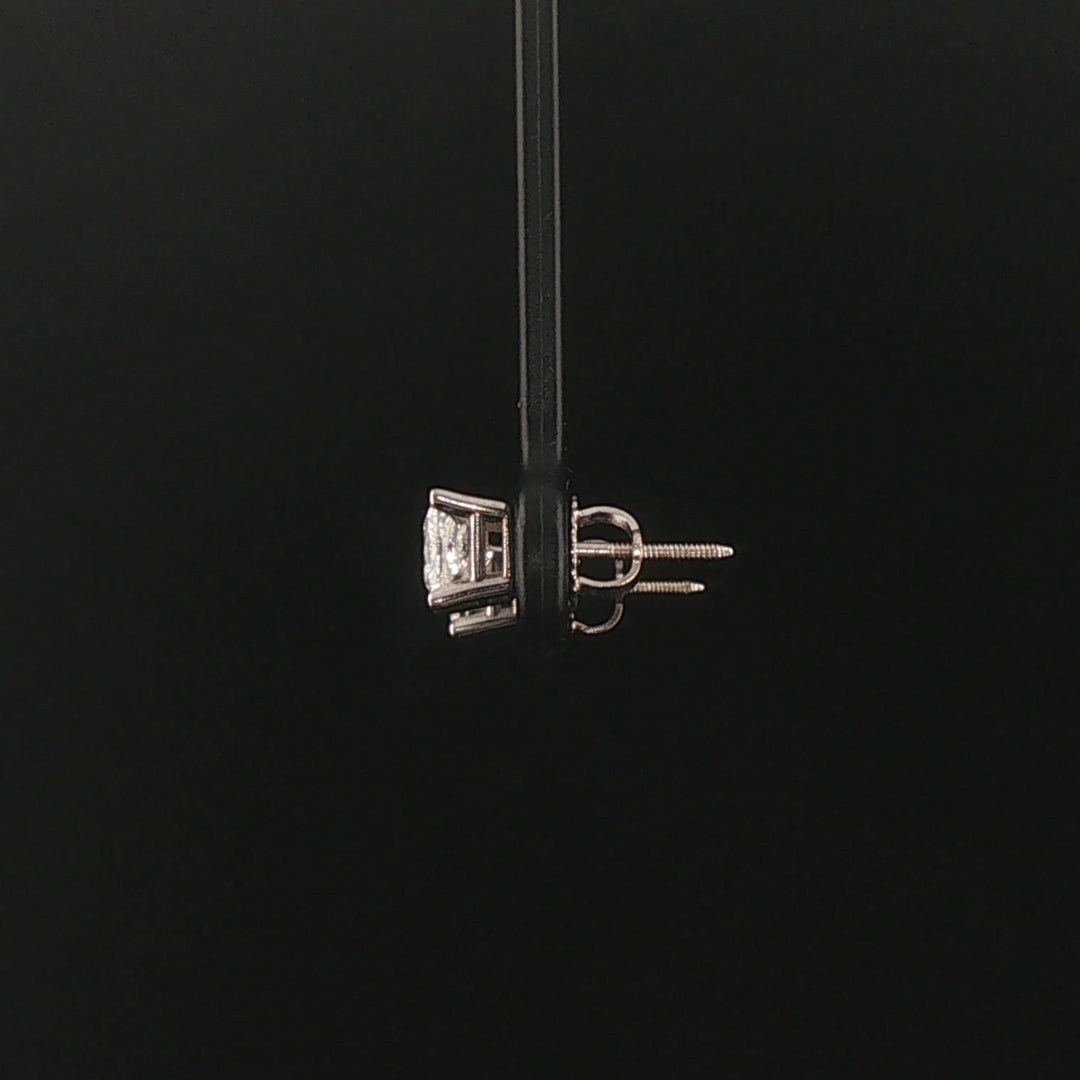 14k White Gold 1.07cttw Princess Cut Diamond Stud Earrings with GSI Cert