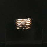14k Yellow and White Gold Diamond Crossover Band Ring Size 6