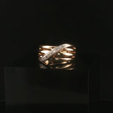14k Yellow and White Gold Diamond Crossover Band Ring Size 6
