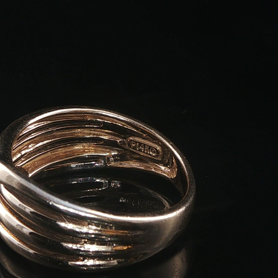 14k Yellow and White Gold Diamond Crossover Band Ring Size 6