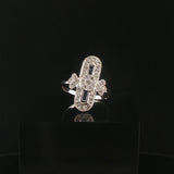 18k White Gold Sapphire and 0.25cttw Diamond Vintage Milgrain Ring Size 8
