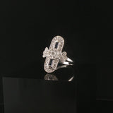 18k White Gold Sapphire and 0.25cttw Diamond Vintage Milgrain Ring Size 8